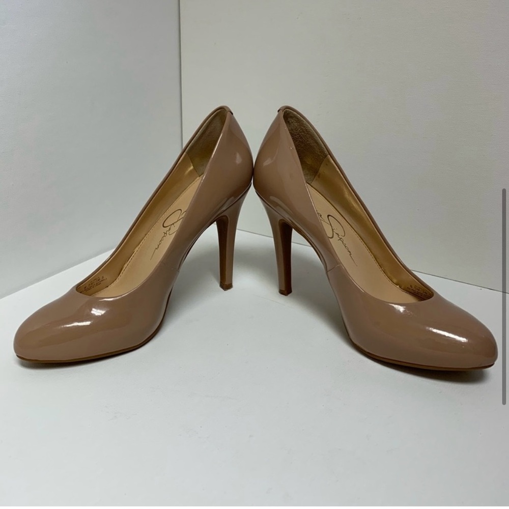 Sz 6.5 Jessica Simpson Tan Patent Leather Heel - Picture 4 of 9